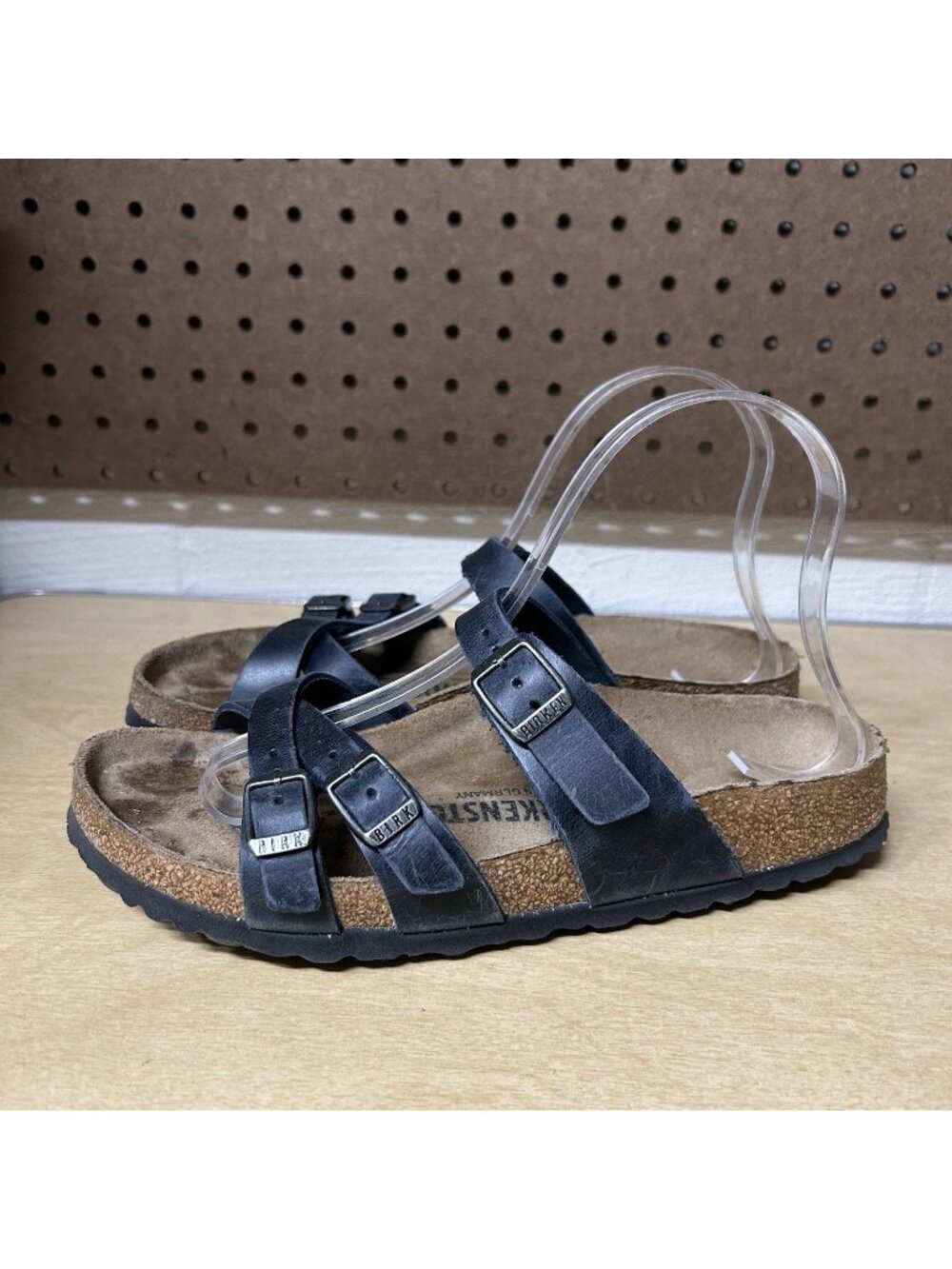Birkenstock Franca Blue Leather Women’s Slip On Sandals Size 7 38 Narrow